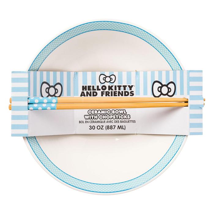 Hello Kitty Hello Kitty and Friends Ceramic Noodle Bowl and Chopstick Set (Lunch Friends) Azules | CL_HK77115