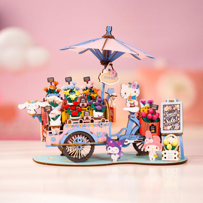 Hello Kitty Hello Kitty and Friends Flower Cart 3D Wooden Puzzle Multicolor | CL_HK31117