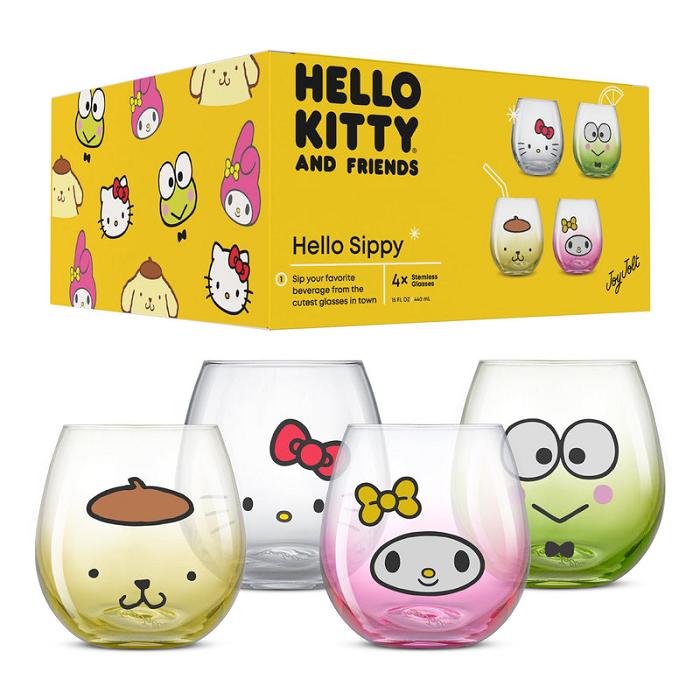 Hello Kitty Hello Kitty and Friends Hello Sippy Stemless Glasses (Set of 4) Multicolor | CL_HK15244