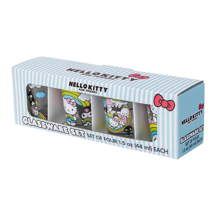 Hello Kitty Hello Kitty and Friends Mini Glass 4-Piece Set (Rainbows) Azules | CL_HK40824