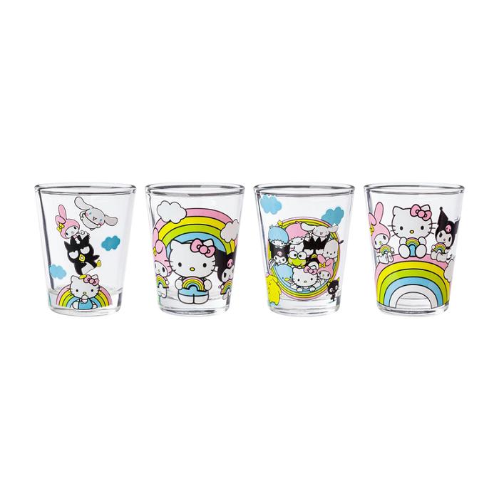 Hello Kitty Hello Kitty and Friends Mini Glass 4-Piece Set (Rainbows) Azules | CL_HK40824