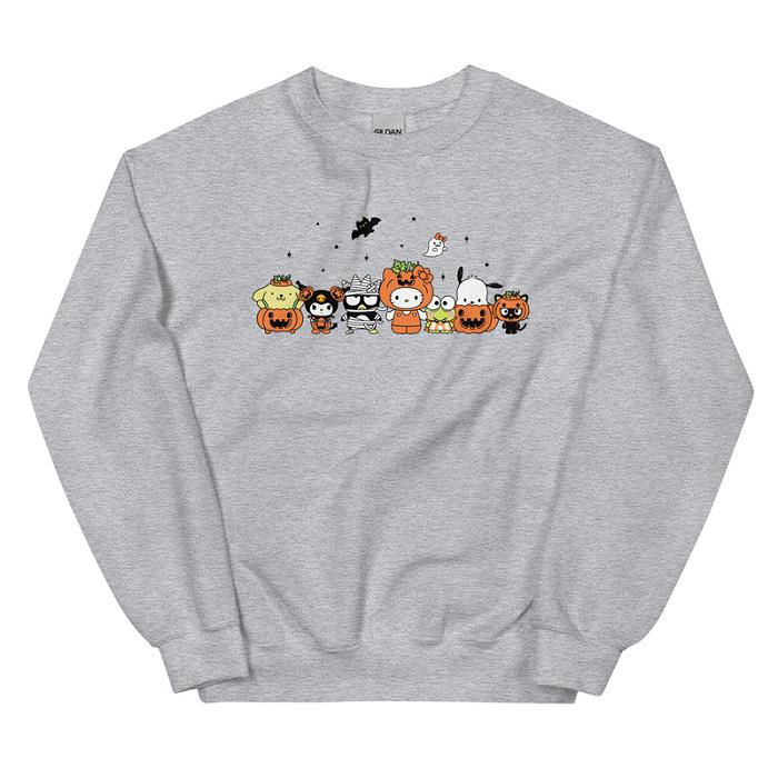 Hello Kitty Hello Kitty and Friends Pumpkin Costumes Classic Crewneck Gris Verde | CL_HK14379