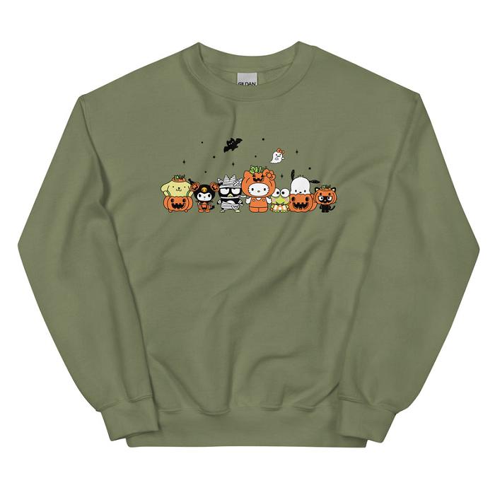 Hello Kitty Hello Kitty and Friends Pumpkin Costumes Classic Crewneck Gris Verde | CL_HK14379