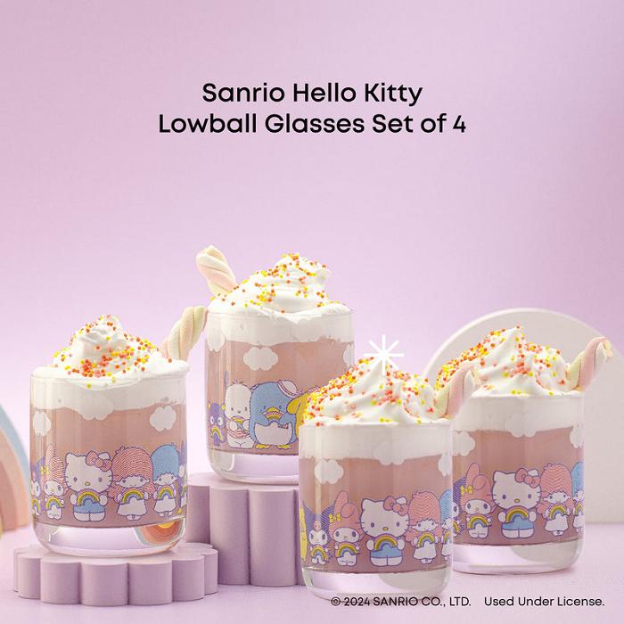 Hello Kitty Hello Kitty and Friends Rainbow Short Drinking Glasses (Set of 4) Moradas | CL_HK58352