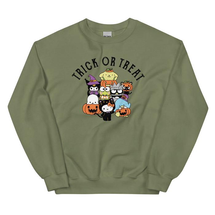 Hello Kitty Hello Kitty and Friends Trick or Treat Classic Crewneck Gris Verde | CL_HK25054