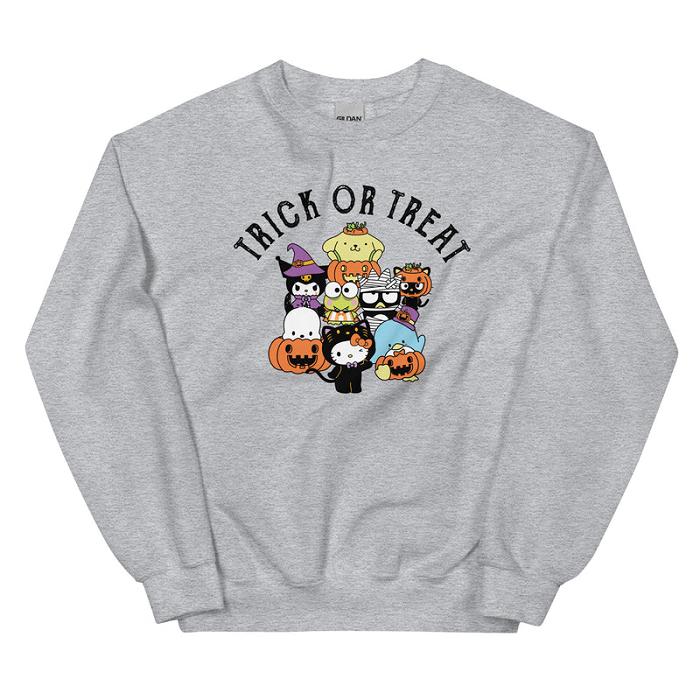 Hello Kitty Hello Kitty and Friends Trick or Treat Classic Crewneck Gris Verde | CL_HK25054