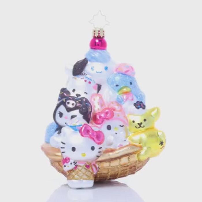 Hello Kitty Hello Kitty and Friends x Christopher Radko Handmade Glass Ornament (Ice Cream Parlor) Multicolor | CL_HK87210