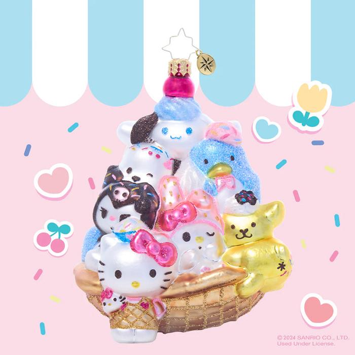 Hello Kitty Hello Kitty and Friends x Christopher Radko Handmade Glass Ornament (Ice Cream Parlor) Multicolor | CL_HK87210