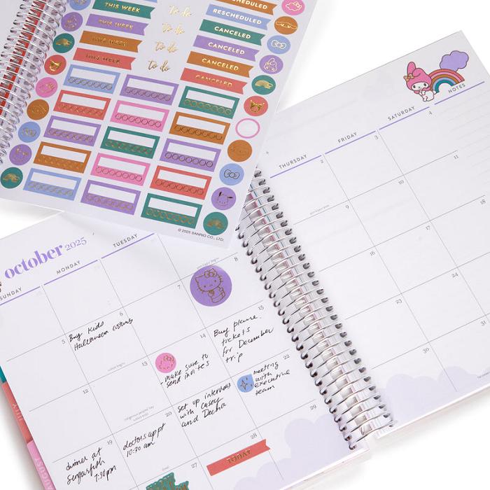 Hello Kitty Hello Kitty and Friends x Erin Condren Rainbow Relaxation 2025 LifePlanner Multicolor | CL_HK12456