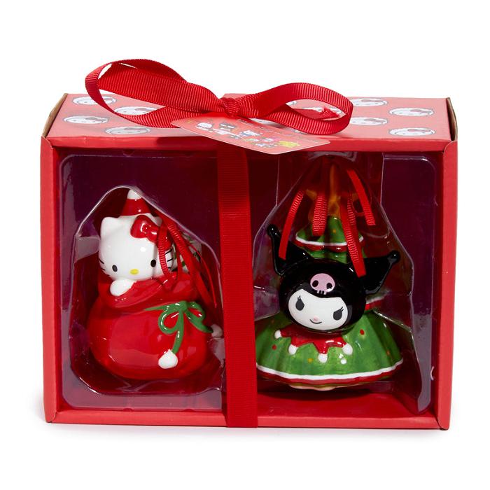 Hello Kitty Hello Kitty and Kuromi 2-pc Holiday Ceramic Ornament Set (Red) Rojas Verde | CL_HK93142