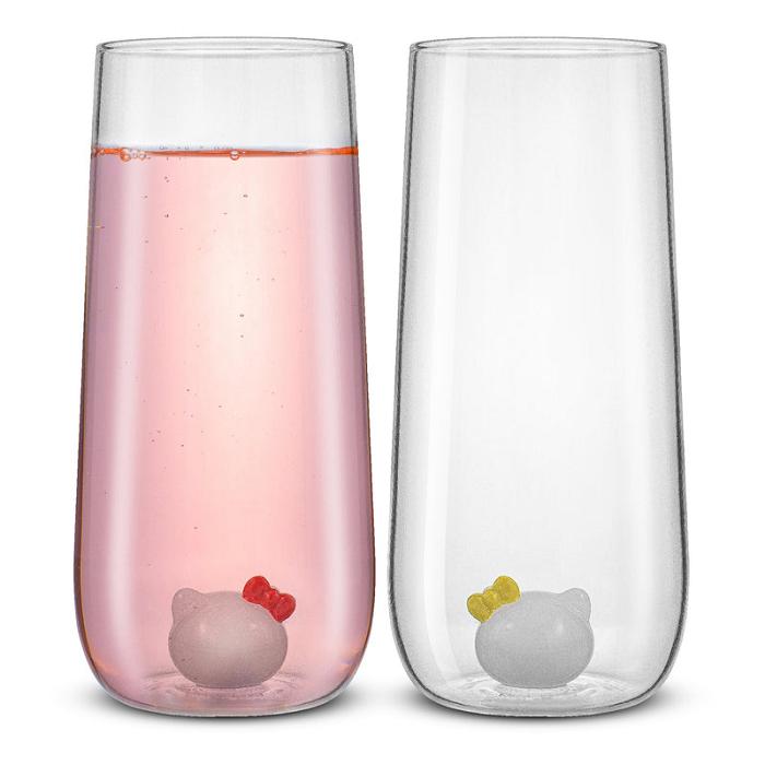 Hello Kitty Hello Kitty and Mimmy 3D Icon Tall Drinking Glasses (Set of 2) Blancas | CL_HK53983