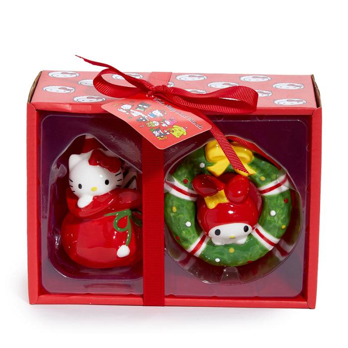 Hello Kitty Hello Kitty and My Melody 2-pc Holiday Ceramic Ornament Set (Red) Rojas Verde | CL_HK88825