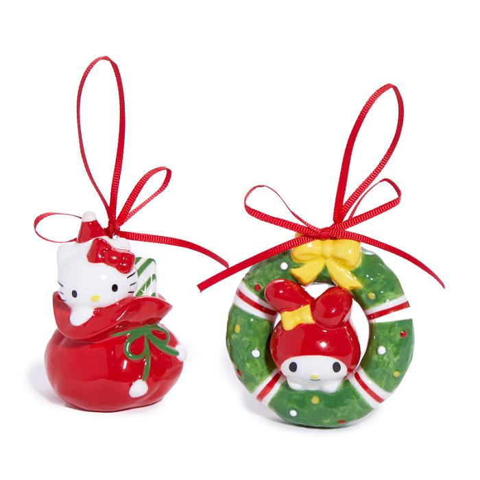 Hello Kitty Hello Kitty and My Melody 2-pc Holiday Ceramic Ornament Set (Red) Rojas Verde | CL_HK88825