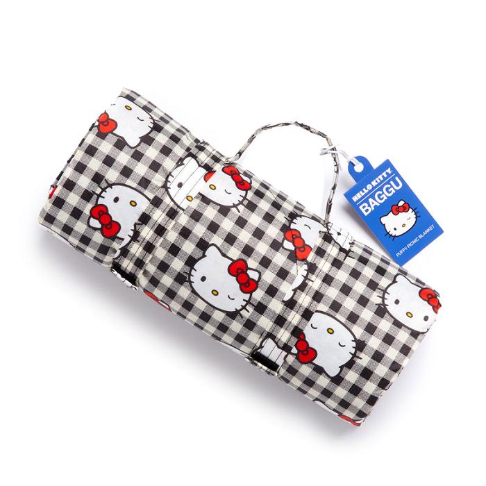 Hello Kitty Hello Kitty x Baggu 50th Anniversary Puffy Picnic Blanket (Black Gingham) Negras | CL_HK94825