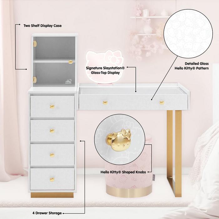 Hello Kitty Hello Kitty x Impressions Vanity SlayStation Duet Vanity Desk Blancas | CL_HK41356