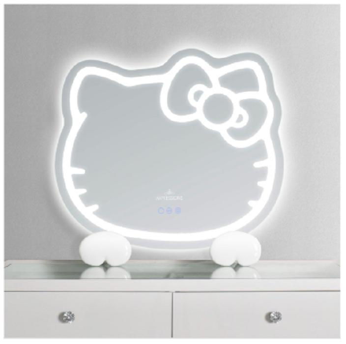 Hello Kitty Hello Kitty x Impressions Vanity RGB Wall Mirror 2.0 W/ Bluetooth Speakers and Specialty Base Blancas | CL_HK55452