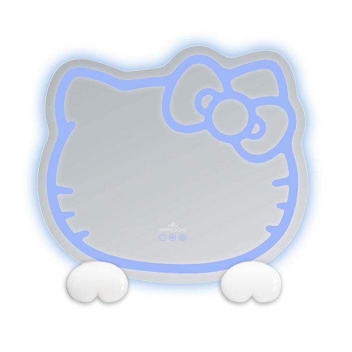 Hello Kitty Hello Kitty x Impressions Vanity RGB Wall Mirror 2.0 W/ Bluetooth Speakers and Specialty Base Blancas | CL_HK55452