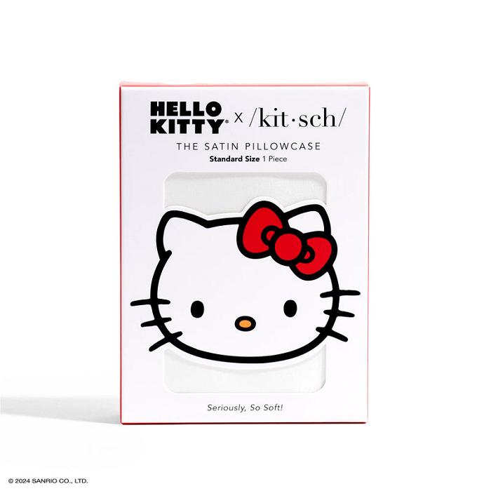 Hello Kitty Hello Kitty x Kitsch Bow Pillowcase (Solid Ivory) Blancas | CL_HK22840