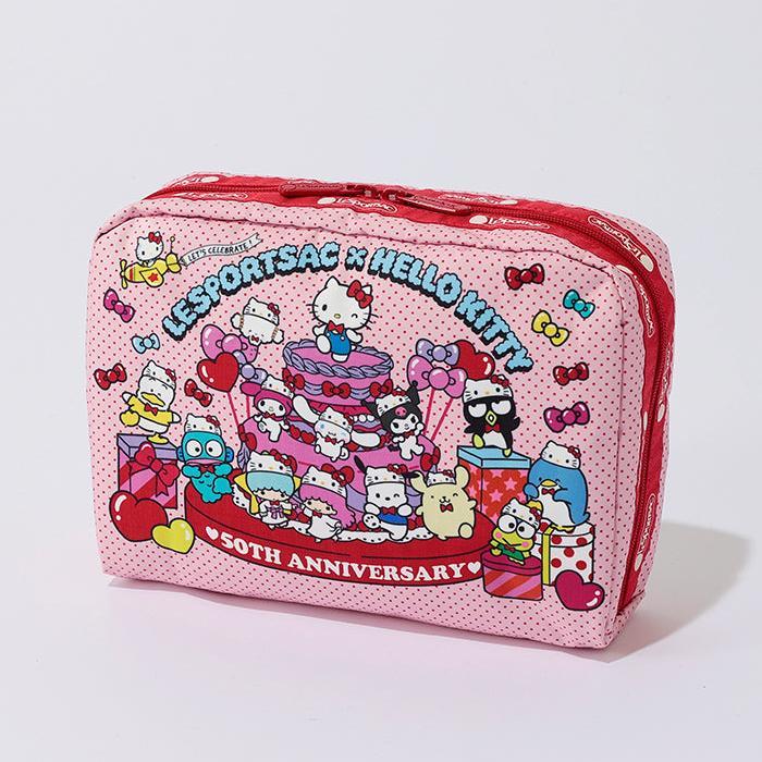 Hello Kitty Hello Kitty x LeSportsac Extra Large Rectangular Cosmetic Bag (Party Time!) Rosas | CL_HK37965