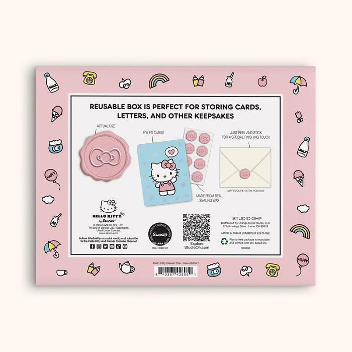 Hello Kitty Hello Kitty x Studio Oh! Classic Pink 25-Pc Note Cards & Wax Seals Set Rosas | CL_HK30177