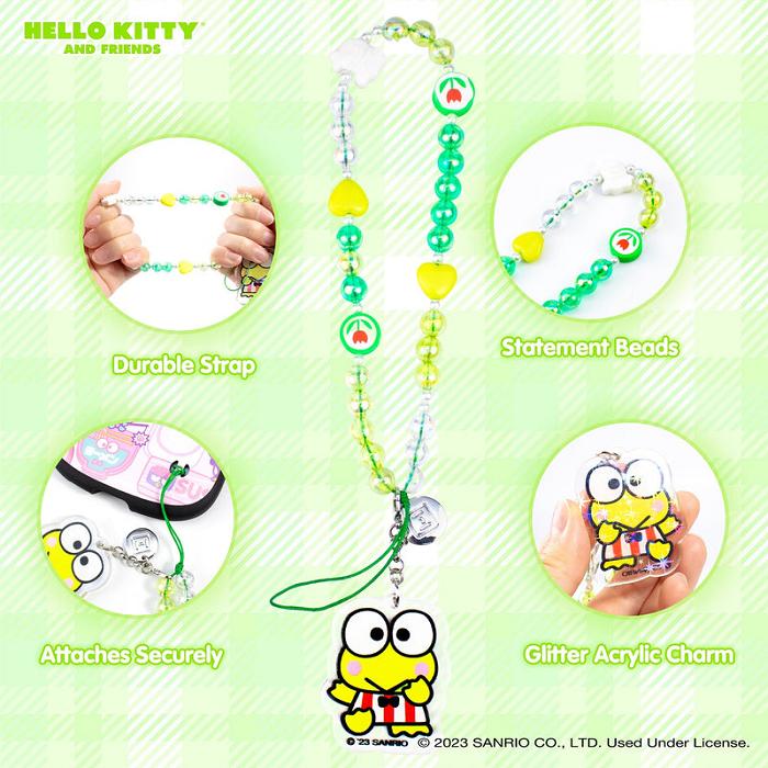 Hello Kitty Keroppi Beaded Charm Mobile Phone Wrist Strap Multicolor | CL_HK24897