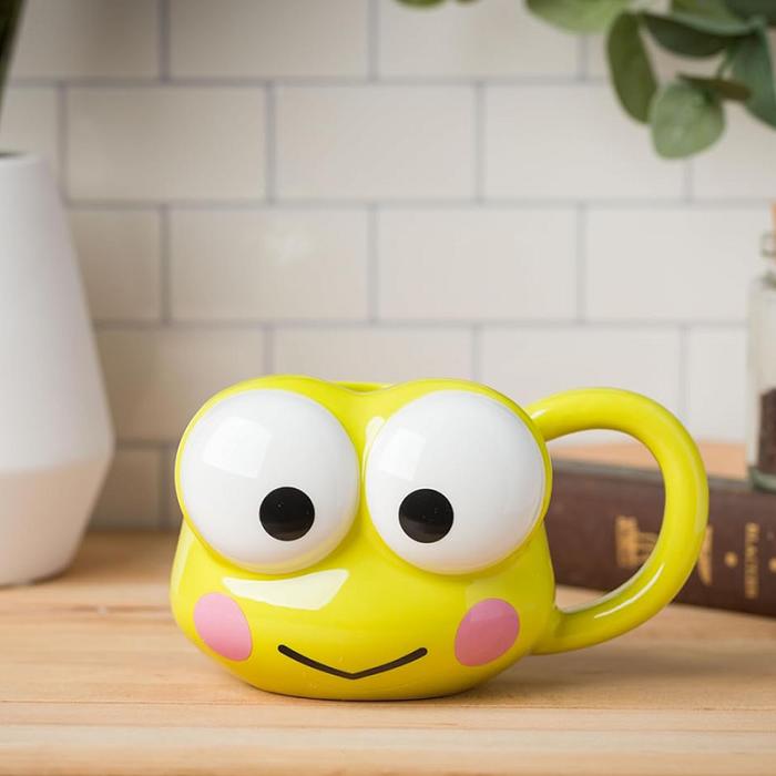 Hello Kitty Keroppi Face Sculpted Mug Amarillo | CL_HK87596