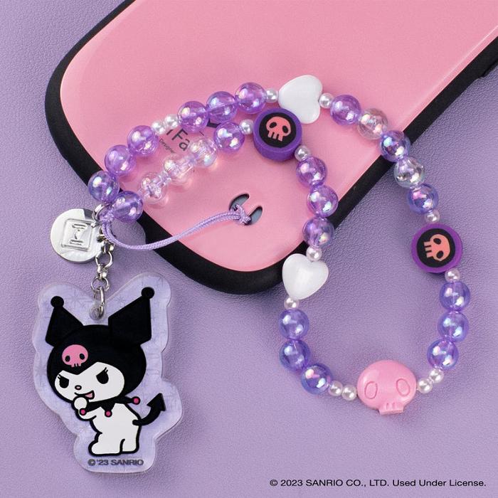 Hello Kitty Kuromi Beaded Charm Mobile Phone Wrist Strap Moradas | CL_HK12355