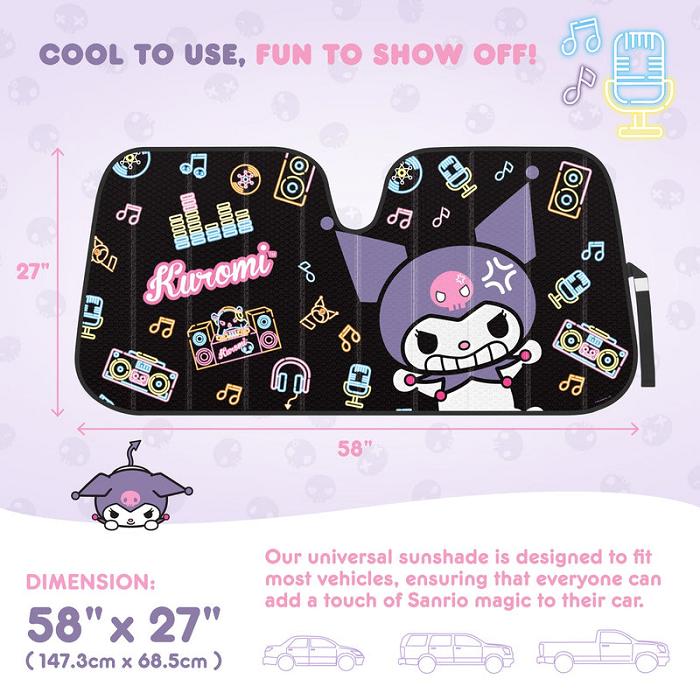 Hello Kitty Kuromi Car Sun Shade (Neon Party) Negras | CL_HK38282