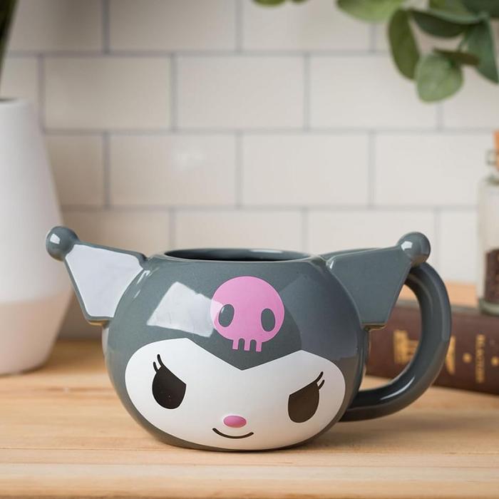 Hello Kitty Kuromi Face Sculpted Mug (Gray) Gris | CL_HK26845