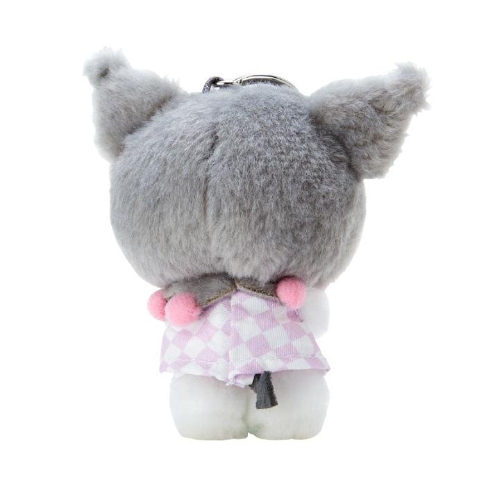 Hello Kitty Kuromi Plush Mascot Keychain (Pastel Check Series) Gris | CL_HK29021