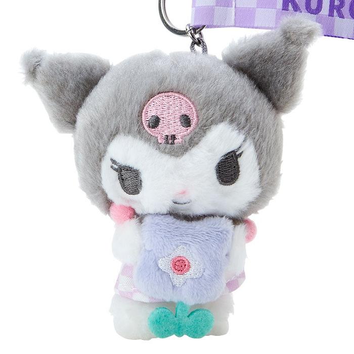 Hello Kitty Kuromi Plush Mascot Keychain (Pastel Check Series) Gris | CL_HK29021