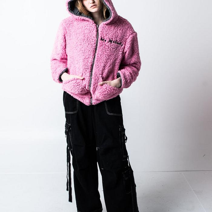 Hello Kitty Kuromi & My Melody x Dumbgood Reversible Sherpa Zip Hoodie Rosas Negras | CL_HK65418