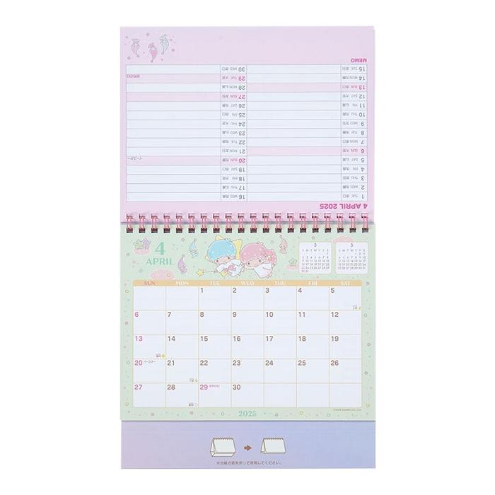 Hello Kitty LittleTwinStars 2025 Desk Calendar Rosas | CL_HK17847