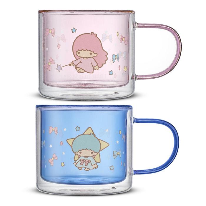 Hello Kitty LittleTwinStars Double Wall Coffee Mugs (Set of 2) Rosas Azules | CL_HK13152