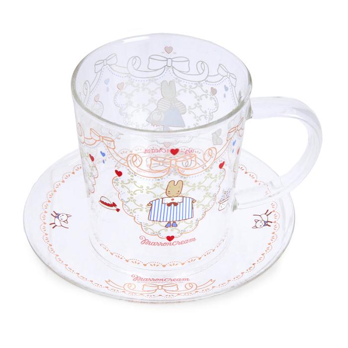 Hello Kitty Marron Cream Glass Cup and Saucer Set Multicolor | CL_HK59098