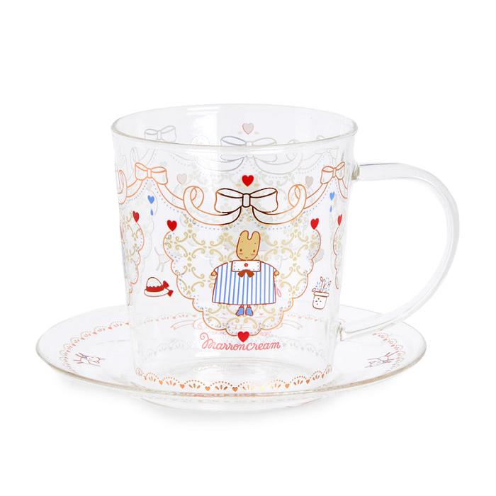 Hello Kitty Marron Cream Glass Cup and Saucer Set Multicolor | CL_HK59098