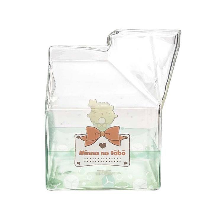 Hello Kitty Minna No Tabo Kawaii Glass Milk Carton Cup Verde | CL_HK38989