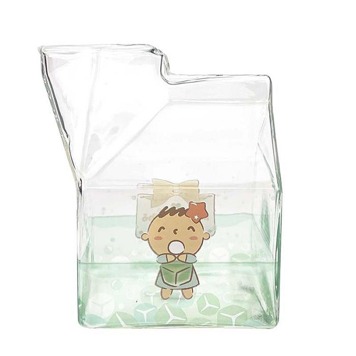 Hello Kitty Minna No Tabo Kawaii Glass Milk Carton Cup Verde | CL_HK38989