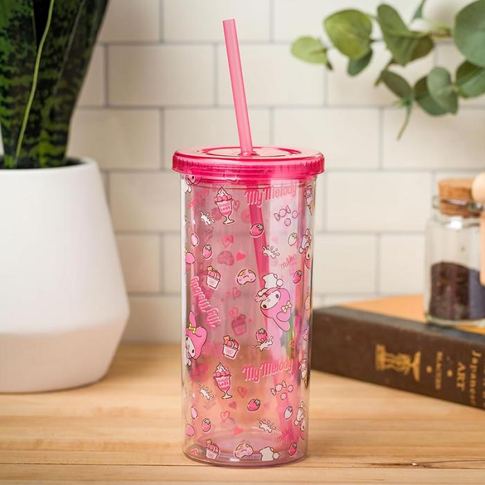 Hello Kitty My Melody 20oz Strawberry Travel Tumbler Rosas | CL_HK25750