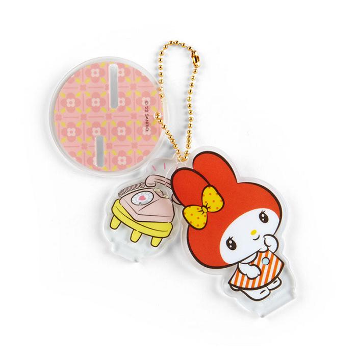 Hello Kitty My Melody Acrylic Keychain and Stand (Retro Room Series) Rojas | CL_HK55837