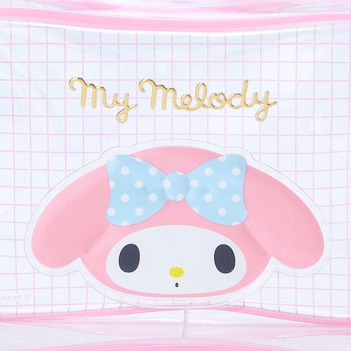 Hello Kitty My Melody Clear Grid Zipper Pouch Rosas | CL_HK67648