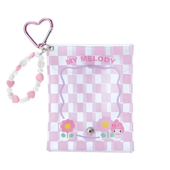 Hello Kitty My Melody Clear Snap Mini Pouch (Pastel Check Series) Rosas | CL_HK92459