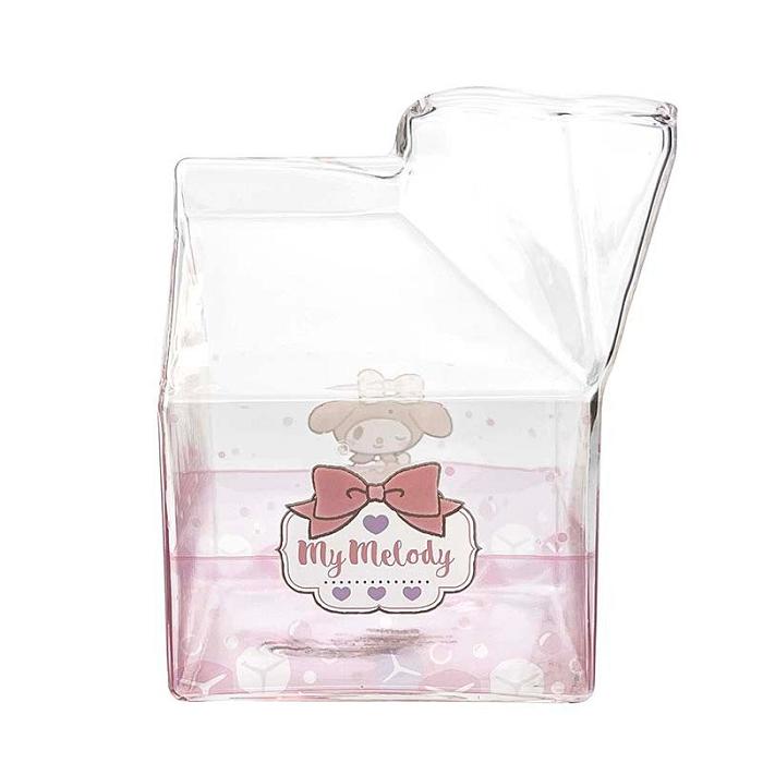 Hello Kitty My Melody Kawaii Glass Milk Carton Cup Rosas | CL_HK33026