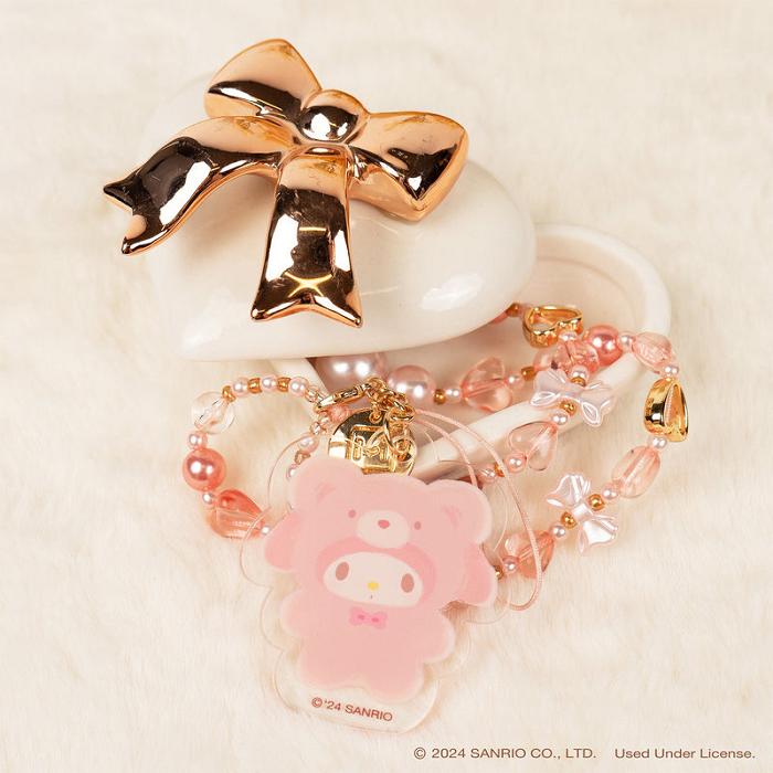 Hello Kitty My Melody Latte Bear Beaded Charm Mobile Phone Wrist Strap Rosas | CL_HK90519