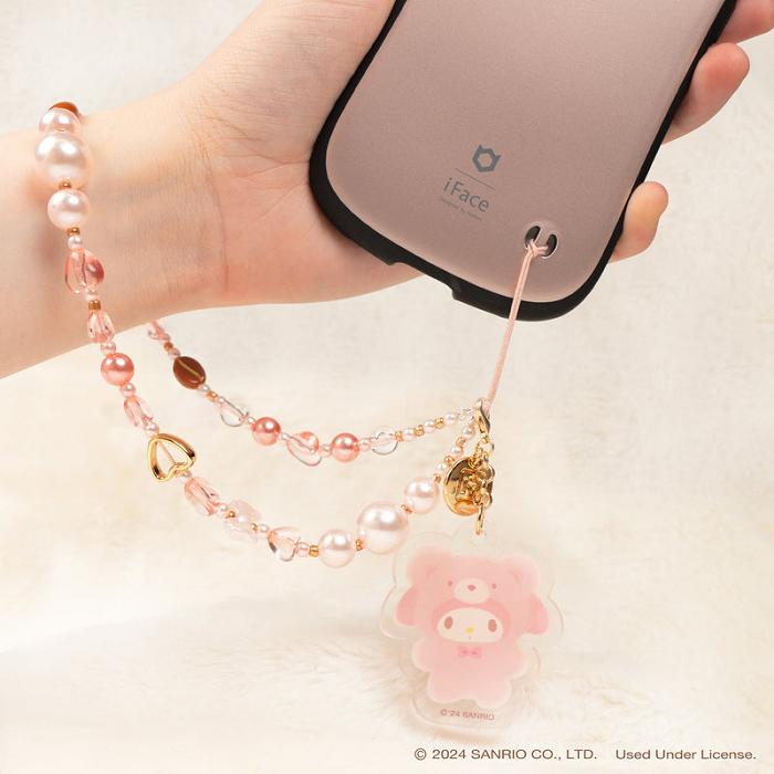 Hello Kitty My Melody Latte Bear Beaded Charm Mobile Phone Wrist Strap Rosas | CL_HK90519