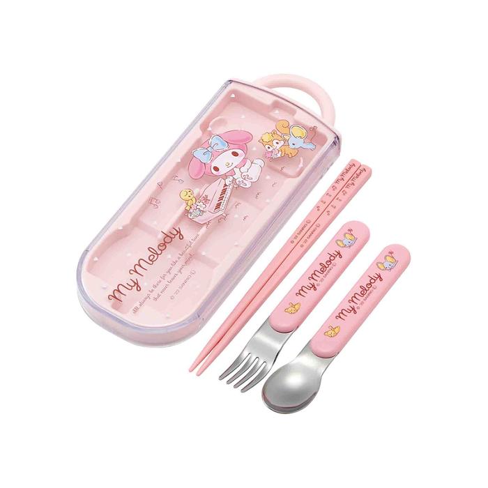 Hello Kitty My Melody Utensil Set Trio Rosas | CL_HK20805