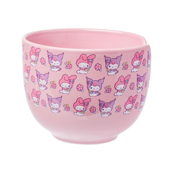 Hello Kitty My Melody & Kuromi Ceramic Ramen Bowl and Chopstick Set (Pastel Flowers) Rosas | CL_HK81268