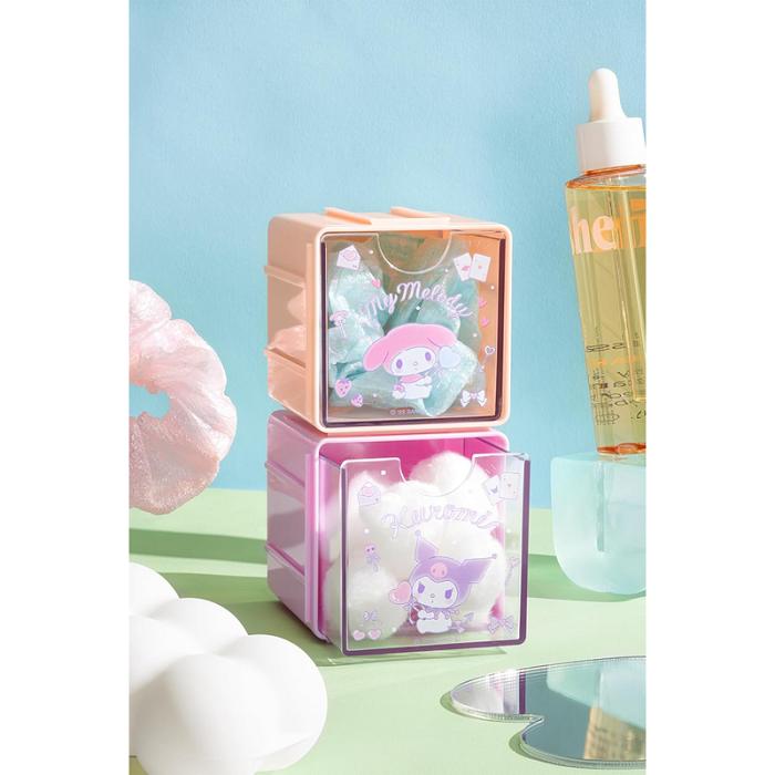 Hello Kitty My Melody & Kuromi Cubic Storage Containers (Set of 2) Rosas Naranjas | CL_HK15360