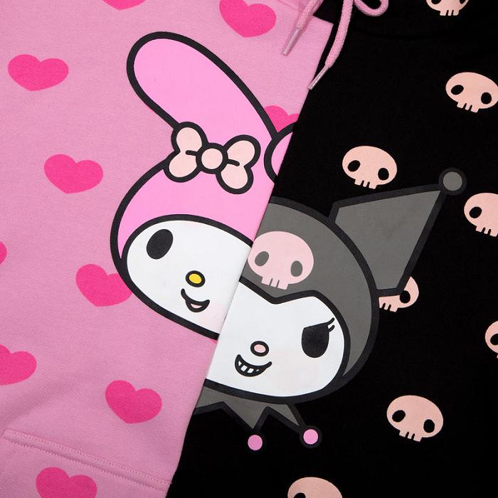 Hello Kitty My Melody & Kuromi Split Pullover Hoodie Multicolor | CL_HK80302