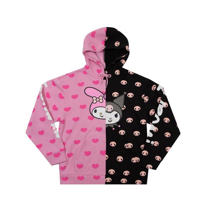 Hello Kitty My Melody & Kuromi Split Pullover Hoodie Multicolor | CL_HK80302